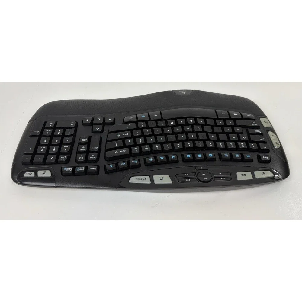 Logitech K350 Wireless Comfort Wave Ergonomic Keyboard Black No USB Dongle EUC